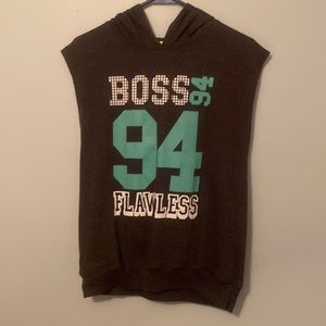Boss 94 Flawless Thrill Grey and Blue Sleeveless No Sides Hoodie